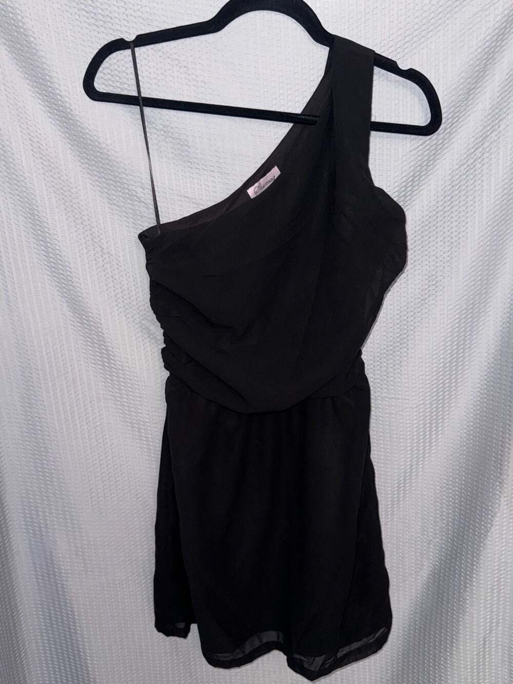 Shumag Black One Shoulder Mini Dress with Silk Blend